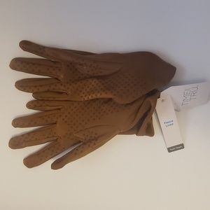 Time and Tru Ladies Fleece Lined Tech Touch Driving Gloves One Size NWT Brown